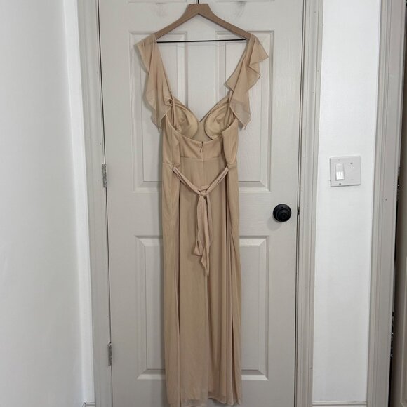 Azazie Dress Womens 6 Beige Bridesmaid Wedding C Cup Maxi Formal Elegant Neutral - Picture 7 of 16